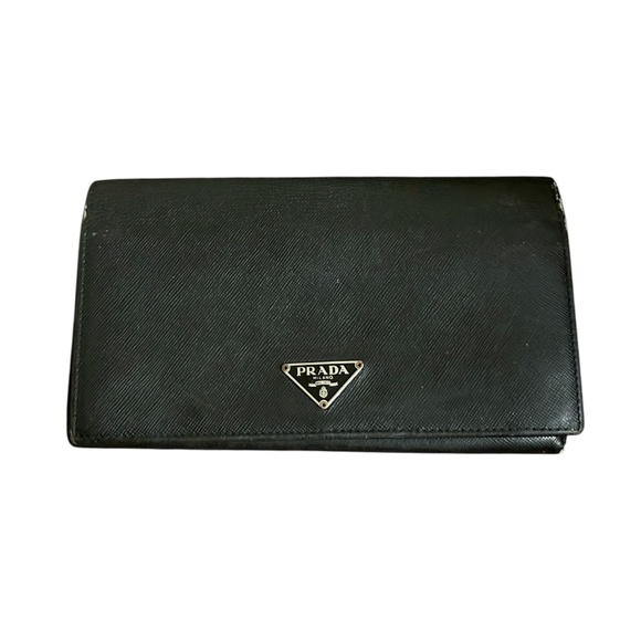 Authentic Prada Large Saffiano Leather Long Flap Large Wallet Black - Picture 13 of 15